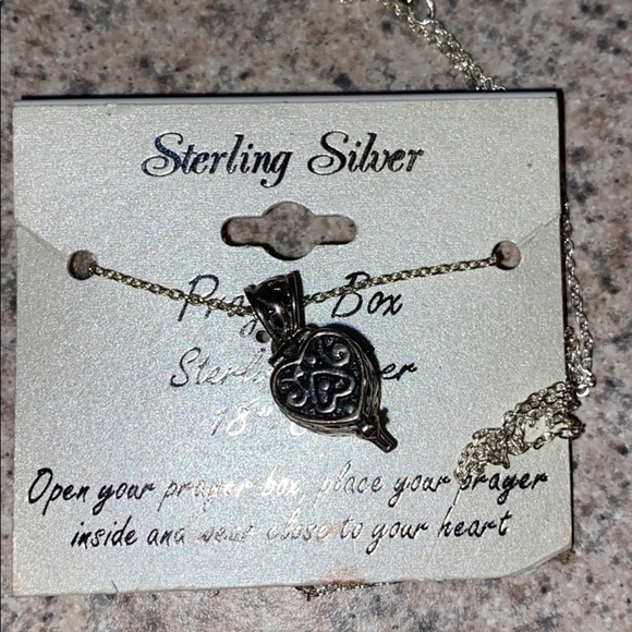 Sterling silver HEART Prayer Box w/18” chain Holy first communion - Picture 2 of 4
